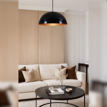 Imagem de Kit 3 Luminárias Pendentes Meia Lua 30cm Preto/Cobre 110/220v