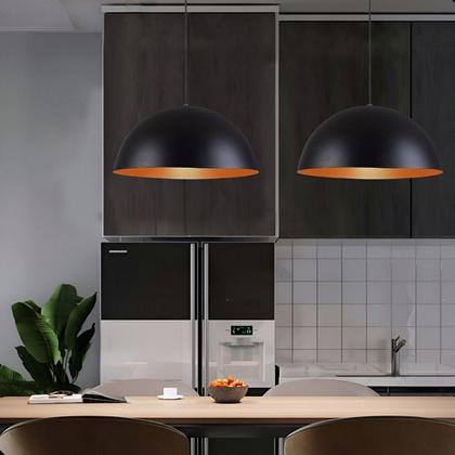 Imagem de Kit 3 Luminárias Pendentes Meia Lua 30cm Preto/Cobre 110/220v