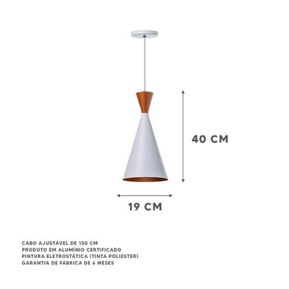 Imagem de Kit 3 Lustre Pendente Cone Canadá Sala Cozinha Churrasqueira