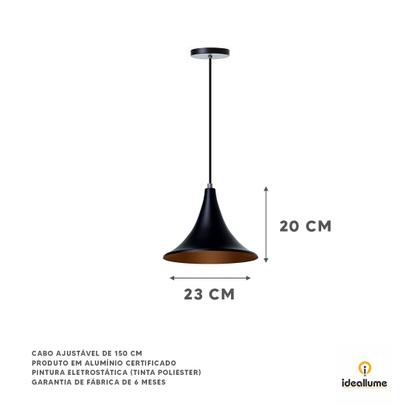 Imagem de kit 3 Lustre Pendente Interno Balcão Chapéu Chines 23cm