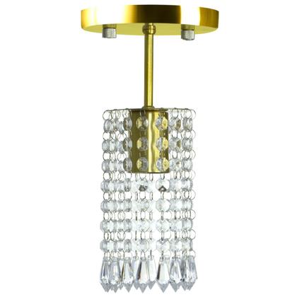 Imagem de Kit 3 Lustres Clearcrillic Cristal Acrílico Redondo Dourado