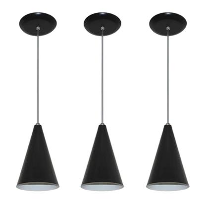Imagem de Kit 3 Lustres Pendentes Balcão Cozinha Americana Área Gourmet Vermelho Alumínio Bivolt Fio Regulável