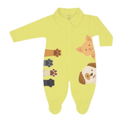 Imagem de Kit 3 Macacão Estampado Suedine Roupa Bebê Meninos e Meninas