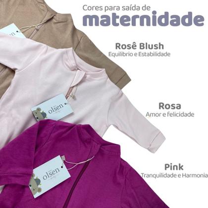 Imagem de Kit 3 Macacões Com Pé Algodão P 0-3 Meses Saída De Maternidade Proteção UV 50+ Olsen 