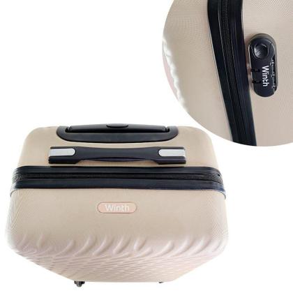 Imagem de Kit 3 Malas De Viagem Bege Com Alça Telescópica Com Cadeado