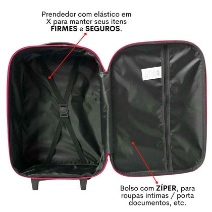 Imagem de Kit 3 Malas Viagem P 10kg + Mala M23kg + Mala G 32kg Tecido Mundi Itália MD2250