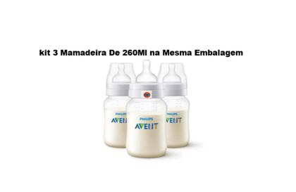 Imagem de Kit 3 Mamadeiras Avent Anti Colic 260ml Transparente