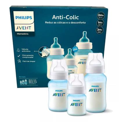 Imagem de Kit 3 Mamadeiras Azul Clássica Anticólica 125/260/330ml - PHILIPS AVENT