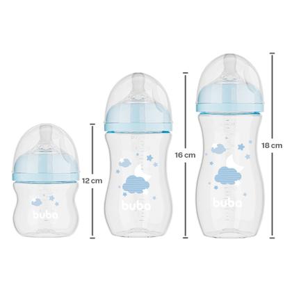 Imagem de Kit 3 Mamadeiras Buba Easy Flow 120/270/330ml Nuvem Azul