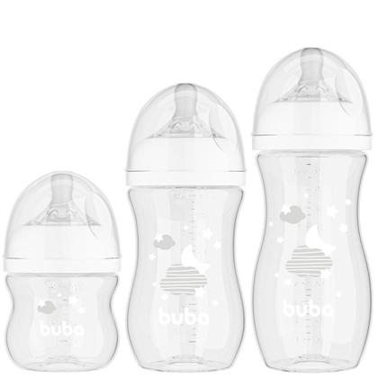 Imagem de Kit 3 Mamadeiras Buba Easy Flow 120/270/330ml Nuvem Branca