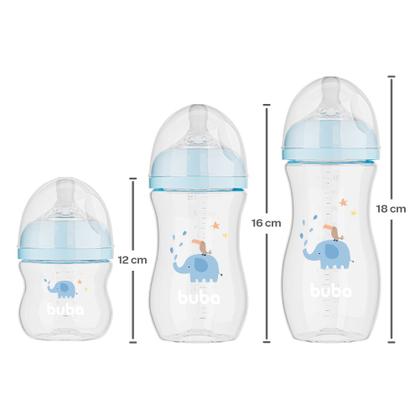 Imagem de Kit 3 Mamadeiras Easy Flow Buba Elefante Azul 120/270/330ml