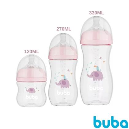 Imagem de Kit 3 Mamadeiras Easy Flow Elefante Rosa - Buba