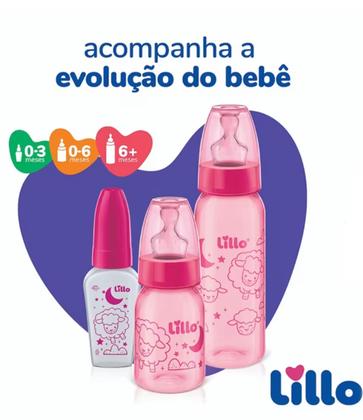 Imagem de Kit 3 Mamadeiras Evolução Divertida 50/120/240ml Bico Silicone Lillo