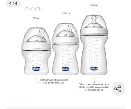 Imagem de Kit 3 Mamadeiras Step Up Transp 150, 250 E 330ml - Chicco