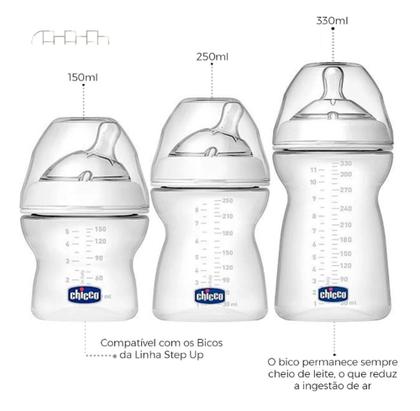Imagem de Kit 3 Mamadeiras Step Up Transp 150, 250 E 330ml - Chicco