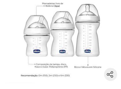 Imagem de Kit 3 Mamadeiras Step Up Transp 150, 250 E 330ml - Chicco