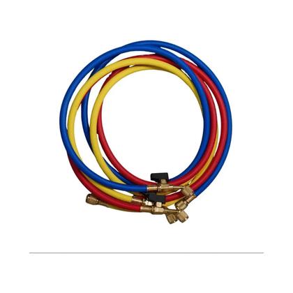 Imagem de Kit 3 Mangueiras Manifold 1,5mt Registro Esfera 1/4x1/4 Elitech
