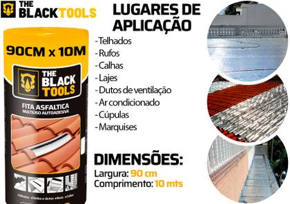 Imagem de Kit 3 Manta Asfaltica 90cm X 10m Auto Adesiva Aluminizada