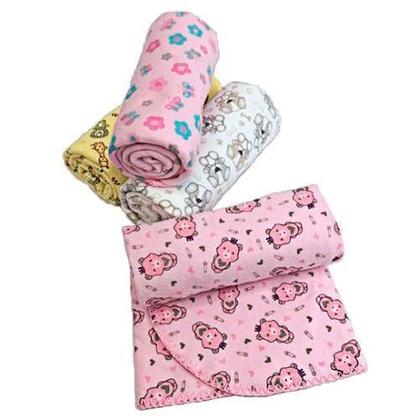 Imagem de Kit 3 Mantas Coberta Bebê Menina Suaves Delicadas Algodão