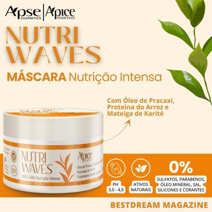 Imagem de Kit 3 Mascara Capilar Nutrição Intensa Apse Apice Nutri Waves Tratamento Condicionante Vegano 300g