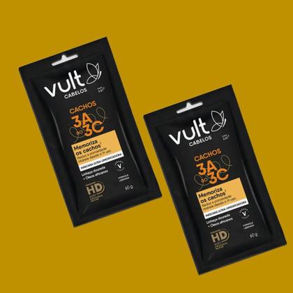 Imagem de Kit 3 Máscara de Hidratação Capilar Cabelos Cacheados 3A 3B 3C Cachos Vult Sachê 60g