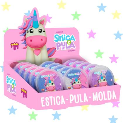 Imagem de Kit 3 Massinha De Modelar Estica Pula Molda Unicórnio Massa Slime Gelele 20g Lançamento