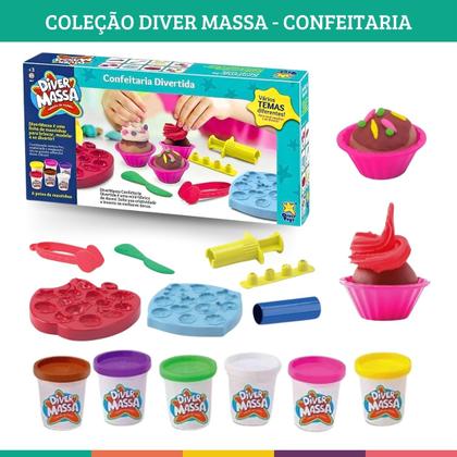 Imagem de Kit 3 Massinha de Modelar Moldes Variados Diver Massa