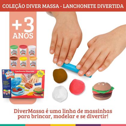 Imagem de Kit 3 Massinha de Modelar Moldes Variados Diver Massa