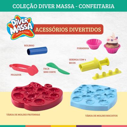 Imagem de Kit 3 Massinha de Modelar Moldes Variados Diver Massa