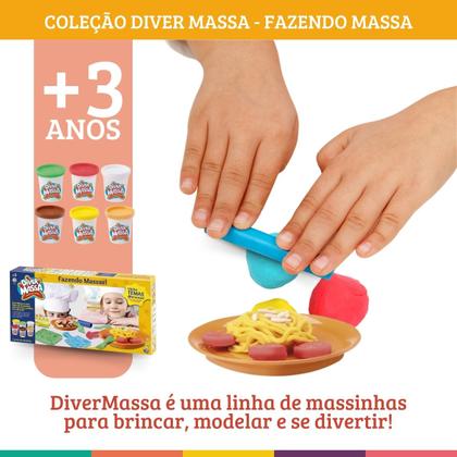Imagem de Kit 3 Massinha de Modelar Moldes Variados Diver Massa