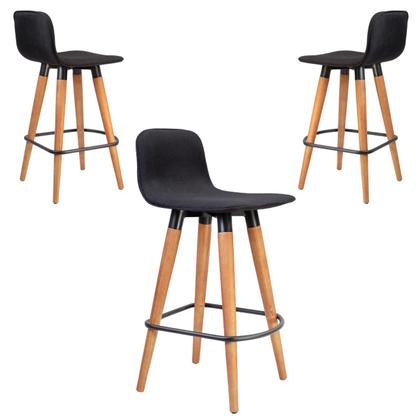 Imagem de Kit 3 Meia Banquetas Línea Reforçadas em Aço e Madeira Preto