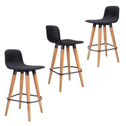 Imagem de Kit 3 Meia Banquetas Línea Reforçadas em Aço e Madeira Preto