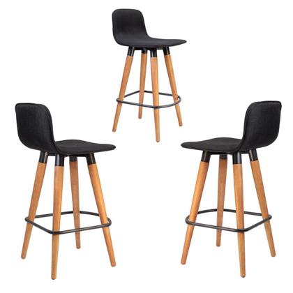 Imagem de Kit 3 Meia Banquetas Línea Reforçadas em Aço e Madeira Preto