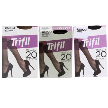 Imagem de Kit 3 Meia Fina 3/4 Europeu Fio 20 Natural - Trifil