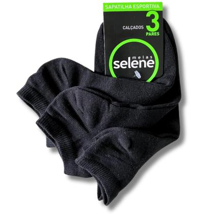 Imagem de Kit 3 Meias Algodão Sapatilha Selene 4001 - Confortavel Masculino Feminino