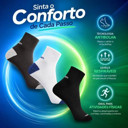 Imagem de Kit 3 Meias c/ Dupla Camada Anti Bolhas Corrida Fitnes Rikam