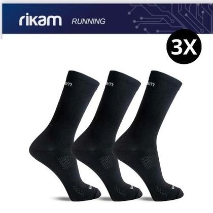 Imagem de Kit 3 Meias Lisa Ciclista Bike Corrida Cano Médio Feminina