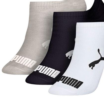 Imagem de Kit 3 Meias Puma Cano Curto Masculina Cinza/Preto/Branco