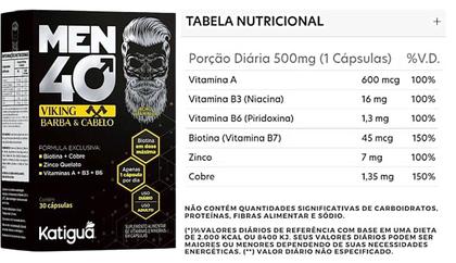 Imagem de Kit 3 Men 40 Viking Barba E Cabelo 30 Cápsulas Katigua