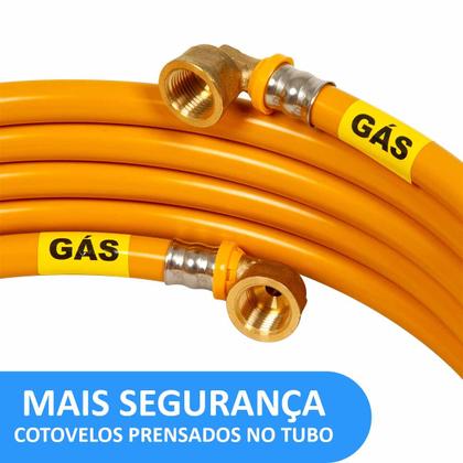 Imagem de Kit 3 Metros 16mm Tubo PEX GÁS Multicamadas Amarelo + 2 Cotovelos