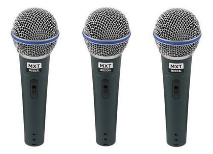 Imagem de Kit 3 Microfone Dinamico Tipo Shure Beta Sm58 Prof Nfe 
