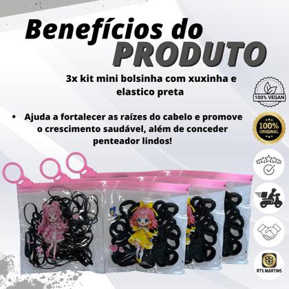 Imagem de Kit 3 Mini bolsinha com Xuxinhas e Elásticos p/ Cabelo Preta