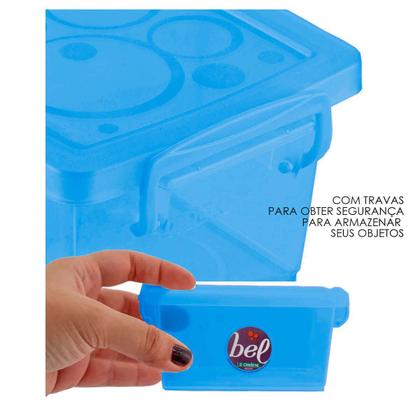 Imagem de Kit 3 Mini Caixa Organizadora Pequena com Trava 400 ml Azul