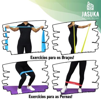 Imagem de Kit 3 Mini Faixa Elástica 3 Faixa Elástica Com 3 Intensidades Yoga, Exercício Funcional e Musculação