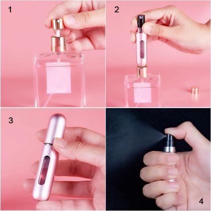 Imagem de Kit 3 Mini Frasco Porta Perfume Recarregável Spray Bolsa Viagem Portátil 5ml Refil Borrifador
