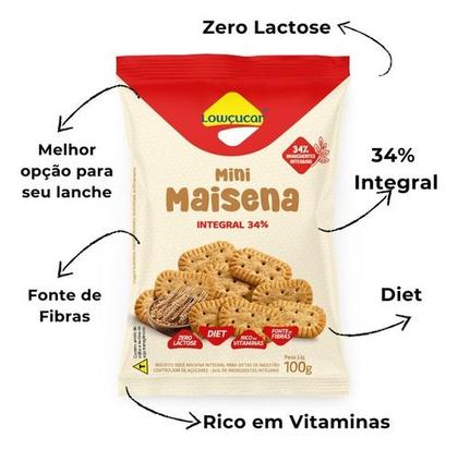 Imagem de Kit 3 Mini Maisena Integral 100G Diet Zero Lactose Biscoito Bolacha