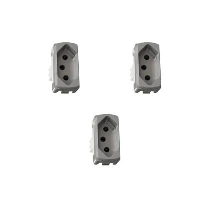 Imagem de Kit 3 Módulo Tomada 10A Cor Alumínio Miluz S3B70342 Schneider