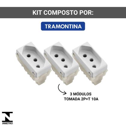 Imagem de Kit 3 Módulos de Tomada 2p+T 10a/250v Branco Tramontina