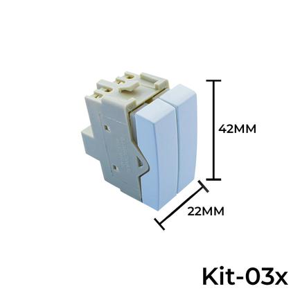 Imagem de Kit 3 Módulos Interruptor Duplo Simples Branco 10A Sleek Margirius