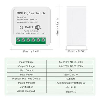 Imagem de Kit 3 Módulos Interruptor Zigbee Mini Alexa Google Home